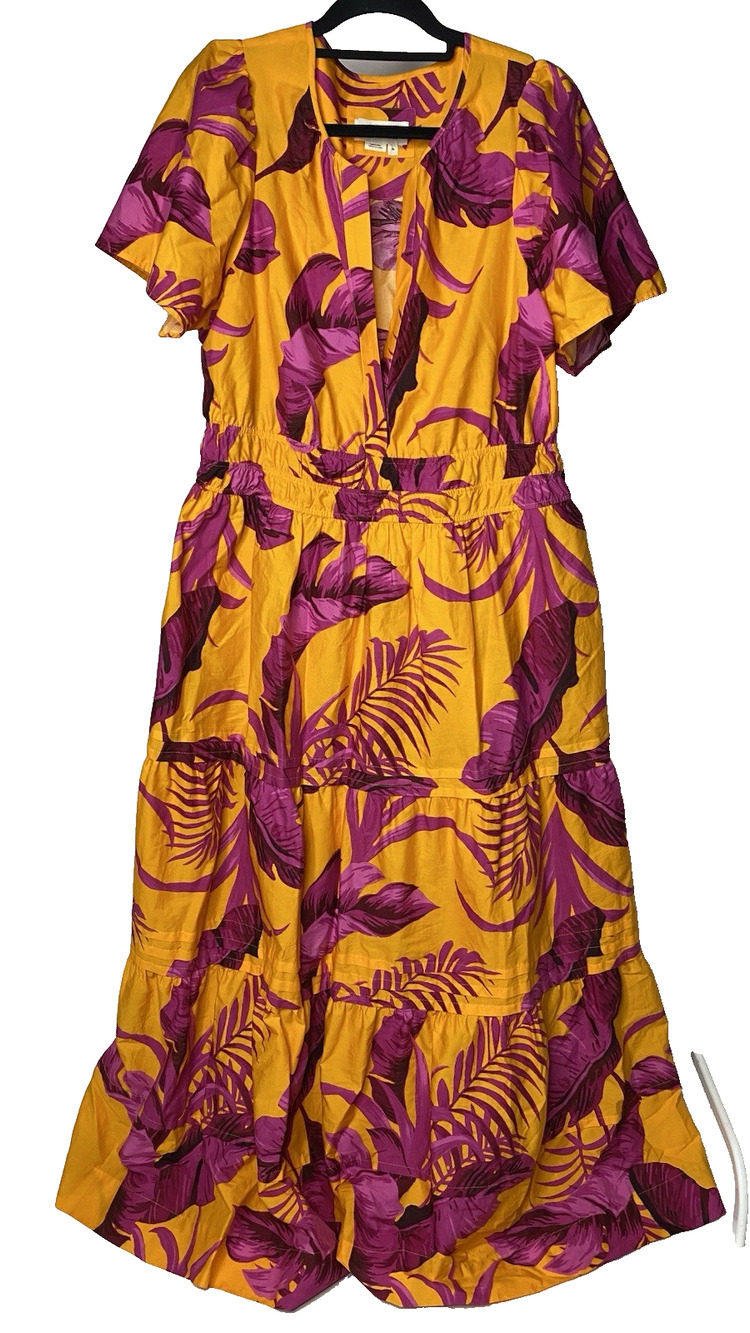 Anthropologie The Somerset Maxi Dress Orange Papaya Tropical Women's XL Bright